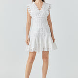 Plunging Neck Lace Trim Dress