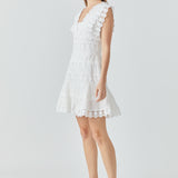 Plunging Neck Lace Trim Dress