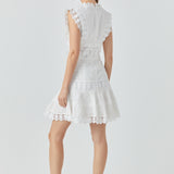 Plunging Neck Lace Trim Dress