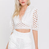 All Over Eyelet Puff Sleeve Blouse