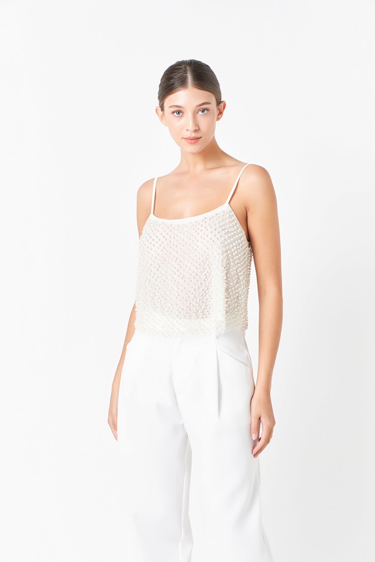 All Over Pearl Embellished Cami Top
