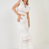 Lace Trim Maxi Skirt