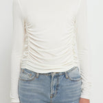 GREY LAB-Ruched Side Knit Top-TOPS available at Objectrare