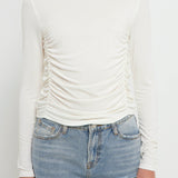 GREY LAB-Ruched Side Knit Top-TOPS available at Objectrare