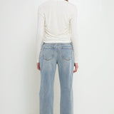 GREY LAB-Ruched Side Knit Top-TOPS available at Objectrare