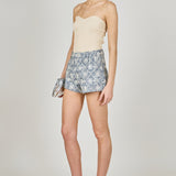 Floral Embroidered Denim Micro Shorts