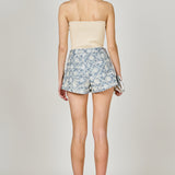 Floral Embroidered Denim Micro Shorts