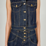 Cropped Denim Vest