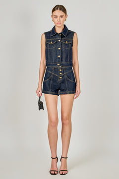 Cropped Denim Vest