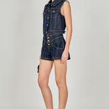 Cropped Denim Vest