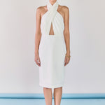 white halter dress open back Phoebe Halter Open Back Skater Mini Dress main image 0