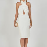 Draped Halter Midi Dress