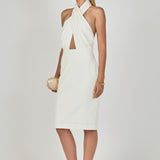 Draped Halter Midi Dress