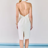 Draped Halter Midi Dress