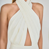 Draped Halter Midi Dress