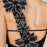 Flower Detail One Shoulder Knit Maxi Dress