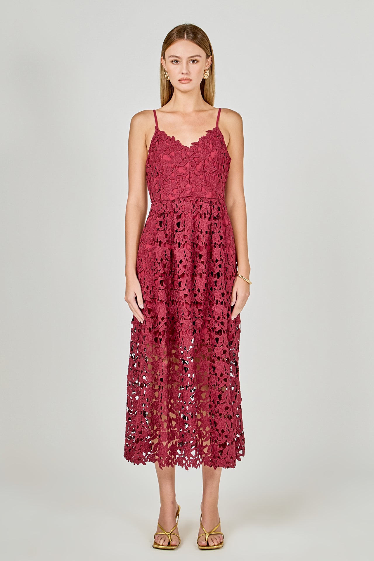 endless rose lace mock neck midi dress Endless Rose