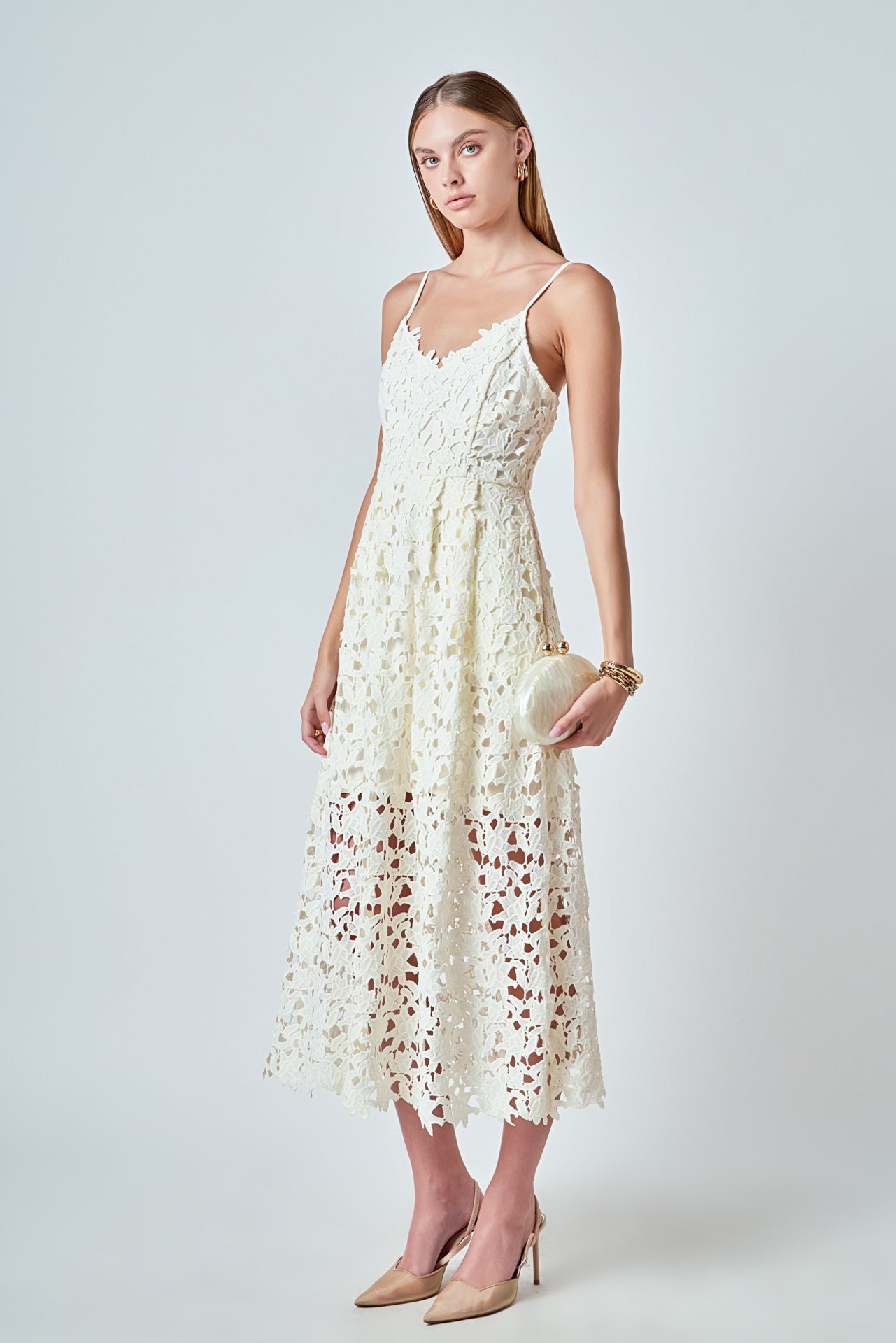 Endless Rose - Lace Midi Dress BLUSH / XS Endless Rose - Lace Midi Dress BLUSH / XS
