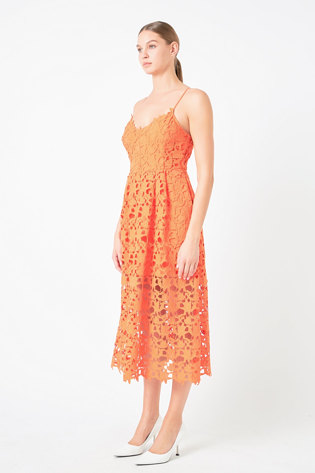 endless rose lace mock neck midi dress Endless Rose