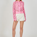 Textured Sheer Long sleeve Top