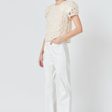 Pearl and Tulle Textured Top