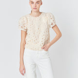 Pearl and Tulle Textured Top