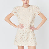 Pearl and Tulle Textured Mini Dress