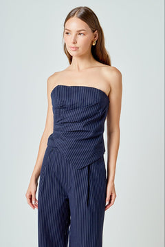 Stripe Draped Corset Top