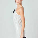Aimee Sequin Halter Mini Dress with Florette