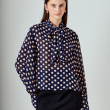 Polka Dot Neck Bow Top