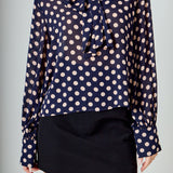 Polka Dot Neck Bow Top