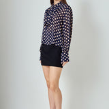 Polka Dot Neck Bow Top