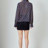 Polka Dot Neck Bow Top