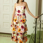Endless Rose 3D Floral Tiered Midi Dress