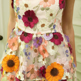 3D Floral Layered Midi Dress