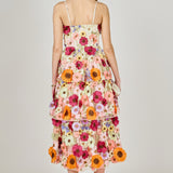 3D Floral Layered Midi Dress