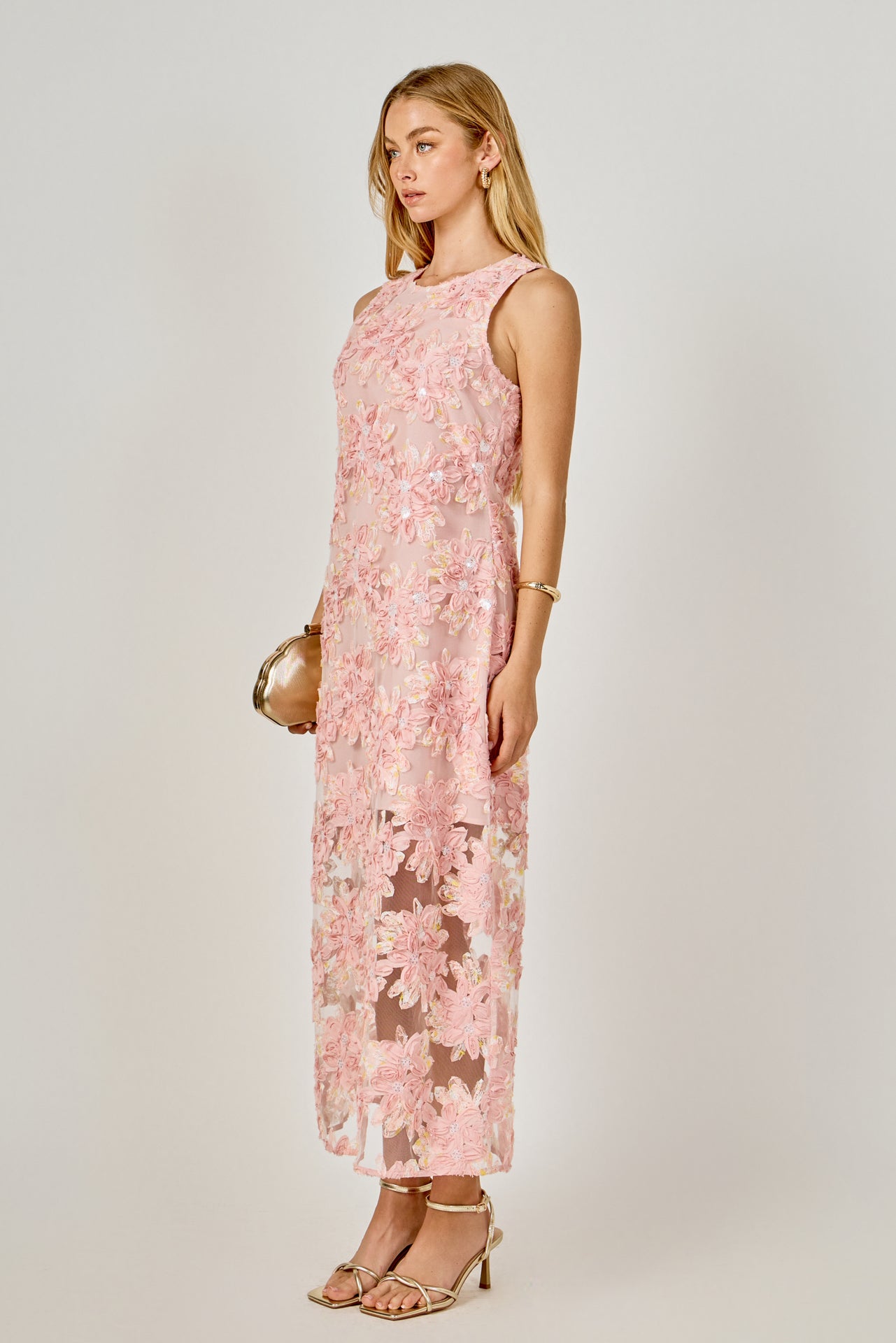 endless rose dotty sleeveless v-neck ruffled maxi dress Endless Rose