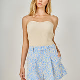 Embroidered High Waisted Shorts