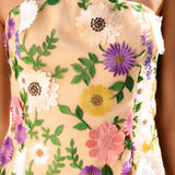 Floral Embroidered Mini Strapless Dress