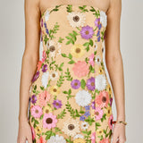 Floral Embroidered mini Strapless Dress
