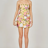 Floral Embroidered mini Strapless Dress