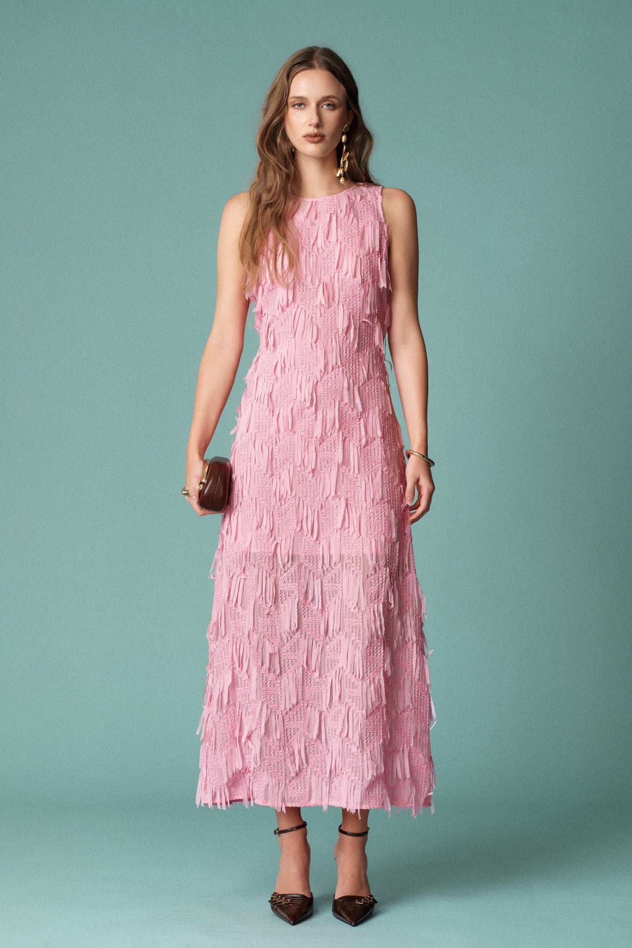 endless rose dotty sleeveless v-neck ruffled maxi dress Endless Rose Dotty Sleeveless V-Neck Ruffled Maxi Dress - Black