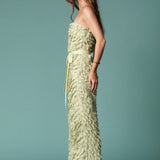 Ruffle Textured Strapless Maxi Dress