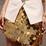 Hexagonal Sequins Mini Skirt
