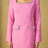 Jewel Encrusted Tweed Mini Dress