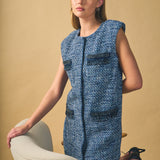 Tweed Mini Dress with Metallic Fringe