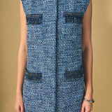 Tweed Mini Dress with Metallic Fringe