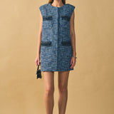 Tweed Mini Dress with Metallic Fringe