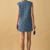 Tweed Mini Dress with Metallic Fringe