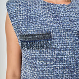 Tweed Mini Dress with Metallic Fringe
